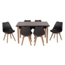 Ver imagem 1 de Conjunto Mesa de Jantar Juliette Preta 135cm com 6 Cadeiras Leda - Preta