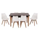 Ver imagem 1 de Conjunto Mesa de Jantar Juliette Preta 135cm com 6 Cadeiras Leda - Branca
