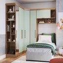 Ver imagem 1 de Quarto Modulado Solteiro Infinity com 5 Portas - Macadâmia/Pistache