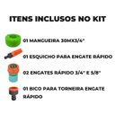 Ver imagem 2 de Mangueira De Jardim 30m Metros + Esguicho C/ Jato Regulável + Engate Rápido 3/4" e 5/8" + Bico Torne