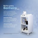 Ver imagem 3 de Estante Multiuso Armário Móvel para Banheiro Nogal com Rodinhas 40cm
