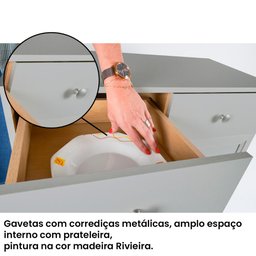 Aparador Buffet Ditália 2 Gavetas 2 Portas R-629 Cor:Cinza - 7