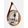 ESPELHO REDONDO DECORATIVO COM MOLDURA ALÇA DE COURO 60CM CARAMELO - 1