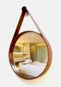Ver imagem 2 de ESPELHO REDONDO DECORATIVO COM MOLDURA ALÇA DE COURO 60CM CARAMELO