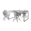 Ver imagem 6 de Mesa Jantar Industrial Branca 137X90Cm Com 4 Poltronas Brancas Base Ferro Pr Cor: Branco