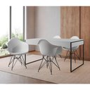 Ver imagem 1 de Mesa Jantar Industrial Branca 137X90Cm Com 4 Poltronas Brancas Base Ferro Pr Cor: Branco