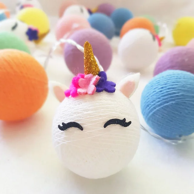 Ver imagem 3 de Luminária Infantil Unicórnios Cormilu Led, À Pilha, 10 Bolas, 1.5m