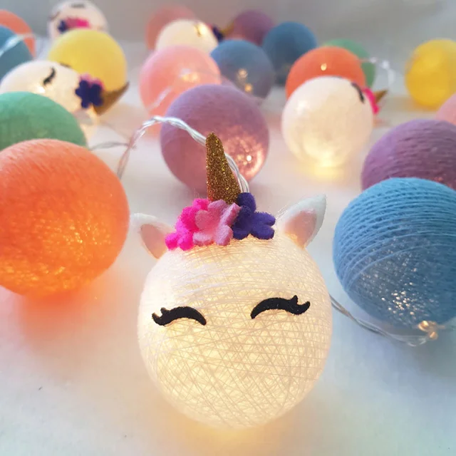 Ver imagem 4 de Luminária Infantil Unicórnios Cormilu Led, À Pilha, 10 Bolas, 1.5m