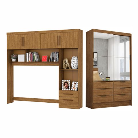 Guarda Roupa Casal Modulado Sevilha 4 e 2 Portas 8 Gavetas Premium Carioca Móveis