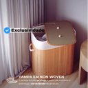 Ver imagem 7 de Cesto de Roupa Bambu Dobrável Retangular Tampa e Forro 60l:60 Litros