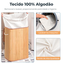 Ver imagem 5 de Cesto de Roupa Bambu Dobrável Retangular Tampa e Forro 60l:60 Litros