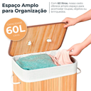 Ver imagem 6 de Cesto de Roupa Bambu Dobrável Retangular Tampa e Forro 60l:60 Litros