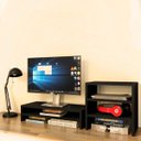 Ver imagem 1 de Kit Suporte de Monitor Duplo + Escaninho Organizador Preto
