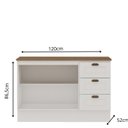 Ver imagem 3 de Balcão 2 Portas 3 Gavetas 120cm Americano 100% MDF com Tampo e Rodapé Provençal Branco/Ébano