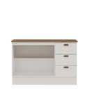 Ver imagem 4 de Balcão 2 Portas 3 Gavetas 120cm Americano 100% MDF com Tampo e Rodapé Provençal Branco/Ébano