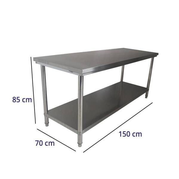 Mesa de Inox Bancada de 150x70x85cm Prateleira Lisa Desmontavel Frigopro - 3