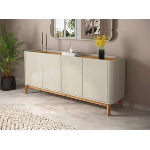 Buffet / Balcão Fl Retrô 1.80m 4 Portas Cor Off White / Cinamomo Pt