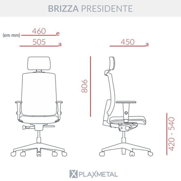 Cadeira de Escritório com Tela Brizza Presidente Plaxmetal - 5