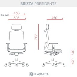 Cadeira de Escritório com Tela Brizza Presidente Plaxmetal - 5