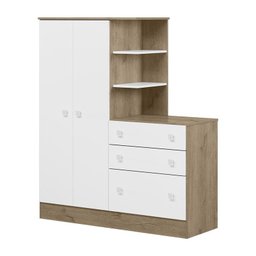 Guarda Roupa com Comoda Doce Sonho 4070 Carvalho Rustico/Branco - 2