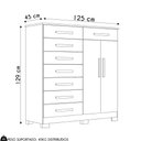 Ver imagem 5 de Cômoda Sapateira 8 Gavetas 2 Portas 125cm Verona Cinamomo - Albatroz