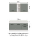 Ver imagem 3 de Cozinha Compacta Madesa Agata 150001 com Armário e Balcão (Com Tampo) Branco/Cinza Cor:Branco Cinza