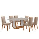 Ver imagem 2 de Mesa de Jantar Milena 180cm Tampo MDF Vidro Canto Copo com 6 Cadeiras Carolina