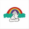 Tapete Gato Arco Íris Divertido. - 2