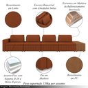 Ver imagem 3 de Sofá Ilha com Encosto e Almofadas Móveis Olimpo 505cm Modulado Linho/pu Terracota/caramelo G45 - Gra