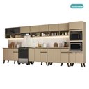 Ver imagem 3 de Armário de Cozinha Uptown 19 Portas 3 Gavetas MDP 435cm Amêndoa Móveis Carraro