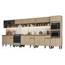Ver imagem 2 de Armário de Cozinha Uptown 19 Portas 3 Gavetas MDP 435cm Amêndoa Móveis Carraro
