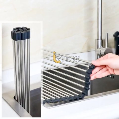 Escorredor Esteira Aço Inox para Cuba de Cozinha Pia Louça