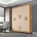 Ver imagem 2 de Guarda Roupa Casal Modena 6 Portas Carvalho Americano Off White - Incorplac