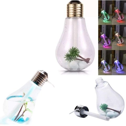 Lâmpada Umidificador Climatizador Aromatizador de Ar Luz Led