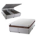 Ver imagem 1 de Conjunto Box Baú Super King Venice Branco 193x203x67 c/ Molas Ensacadas