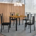 Ver imagem 1 de Mesa Compact 109x68cm Tampo em MDF com 4 Cadeiras Estofadas Madri Marrom/Preto/Nature