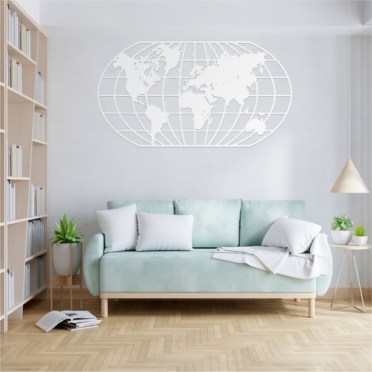 Quadro Decoração Vazado Mapa Mundi World Uno Branco 100x54 Cm - 5