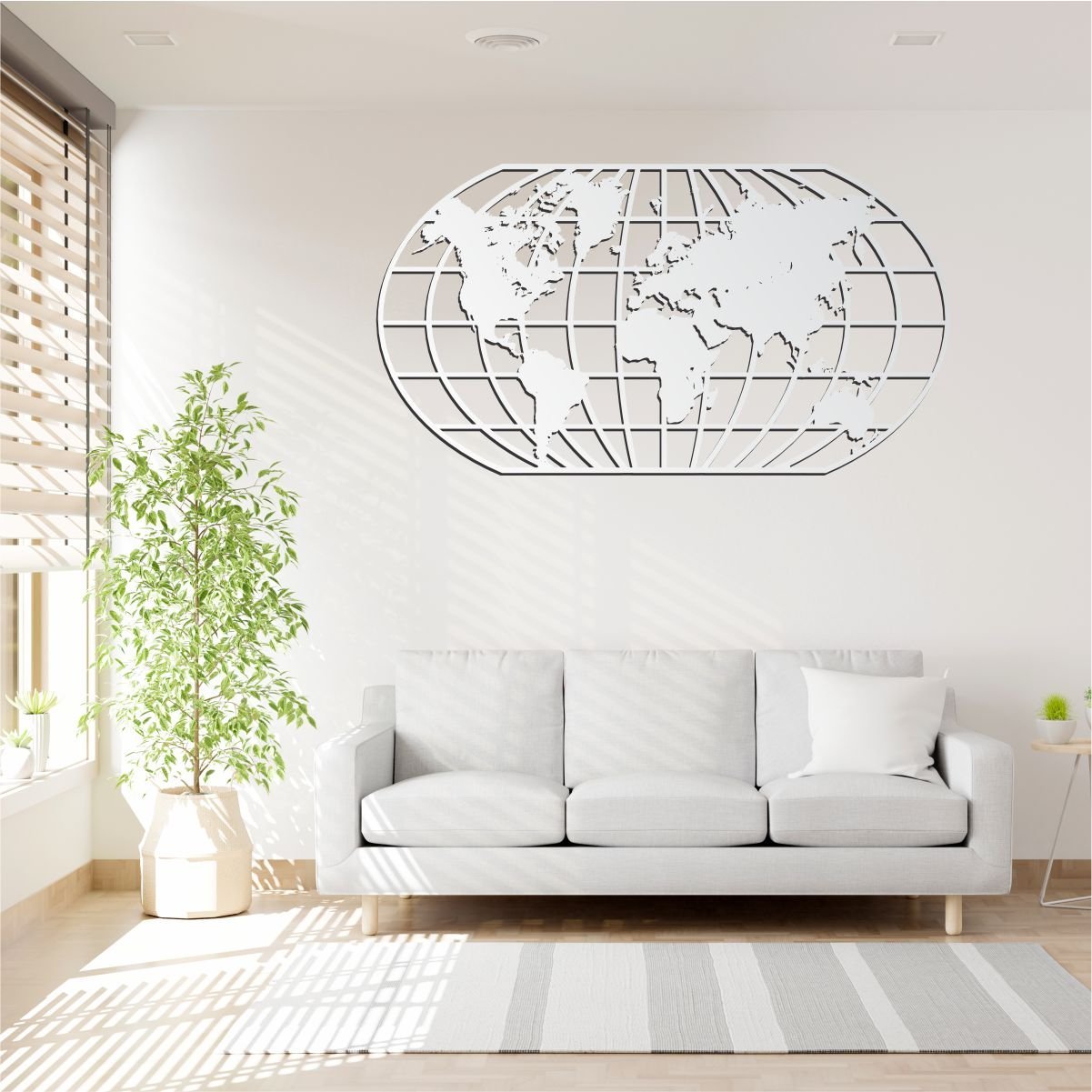Quadro Decoração Vazado Mapa Mundi World Uno Branco 100x54 Cm - 3