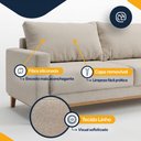 Ver imagem 6 de Sofá Living 3 Lugares Molas Fibra Siliconada Palmas Linho Almofadas Removíveis 180cm