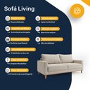 Ver imagem 4 de Sofá Living 3 Lugares Molas Fibra Siliconada Palmas Linho Almofadas Removíveis 180cm
