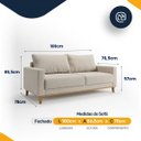 Ver imagem 2 de Sofá Living 3 Lugares Molas Fibra Siliconada Palmas Linho Almofadas Removíveis 180cm