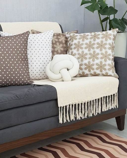 Manta xale sofá e cama CRU 2,20x1,50m tear artesanal decorativa protetora - 6