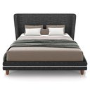 Ver imagem 5 de Cabeceira Queen Nilo 160cm com Cama Pés Madeira Suném P05 Linho Cinza Escuro Bouclê Cru - Lyam Decor