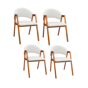 4 Cadeiras Sala de Jantar em Madeira Luiza Sintético Ds Home: Sintético Branco