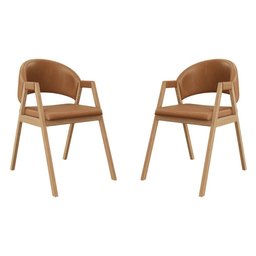 Kit 2 Cadeiras para Mesa de Jantar Moderna Courino - Balaqui Cor:marrom Claro - 1