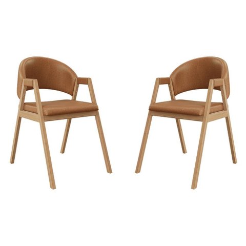Kit 2 Cadeiras para Mesa de Jantar Moderna Courino - Balaqui Cor:marrom Claro