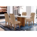 Ver imagem 1 de Conjunto: Mesa de Cozinha Berlim C/ Tampo Madeirado C/ Vidro Canto Curvo 120x80cm e 4 Cadeiras