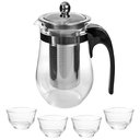 Ver imagem 1 de Conjunto Chá 1 Chaleira Bule Vidro 500ml Infusor + 4 Xicaras