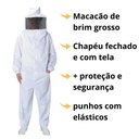 Ver imagem 4 de Roupa Macacão Apicultor Apicultura com Luvas Brim Grosso G Gg Xg Xgg Xxgg Celi Macacão Brim Grosso