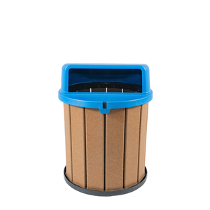 Lixeira Madeira Plástica 75 Litros - 50 Cm:marrom/azul